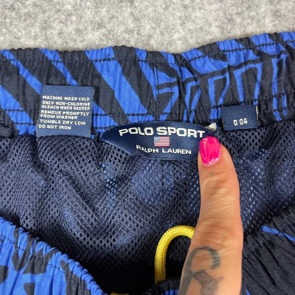 Polo Sport Ralph Lauren Swim Trunks Large Blue Tropical Hibiscus Mesh Lined 9